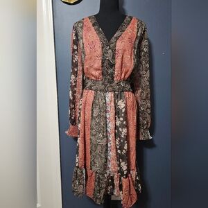 DEX Mixed Print Ruffle Tiered Mini Dress Plus Size 3X